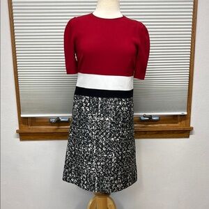 Paule Ka Paris Red and Black Patterned Women's Short Sleeve Dress Size 6